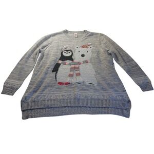 Holiday Time 3X Penguin Bear Sweater Tunic Christmas Pullover Kitschy Festive